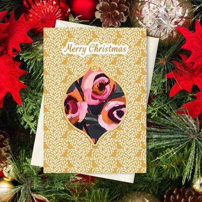 Vintage Roses Australian Christmas Card & Bauble Kirsten Katz