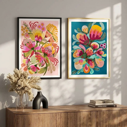 Kirsten Katz Wild Proteas print set, Botany Blooms and Wild Proteas modern botanical art prints