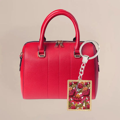 Waratah Flowers Wooden Keyring  Kirsten Katz