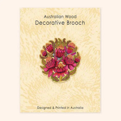 Wild Waratahs Wooden Brooch Kirsten Katz