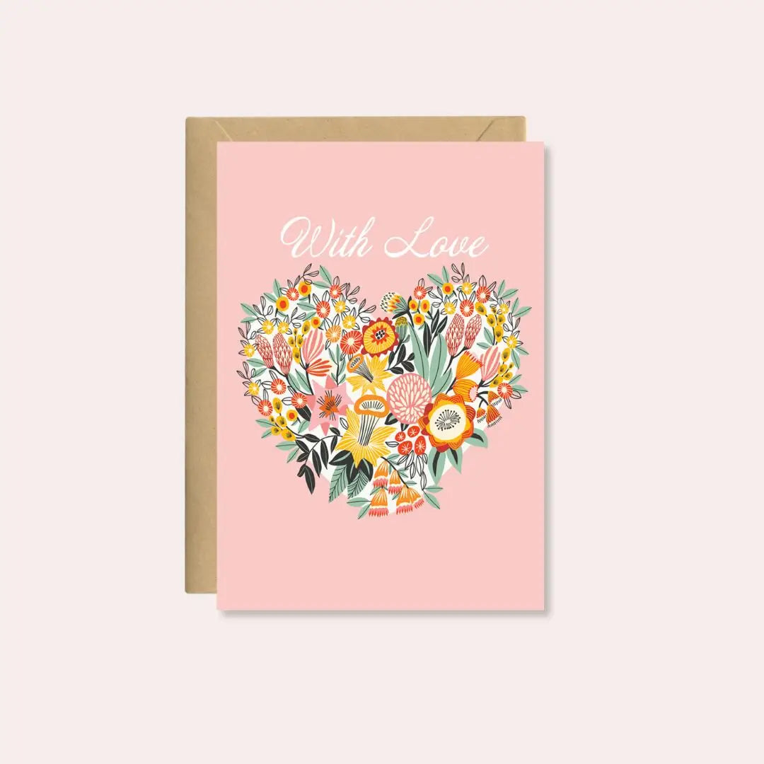 With Love Card – Native Flowers Heart  Kirsten Katz