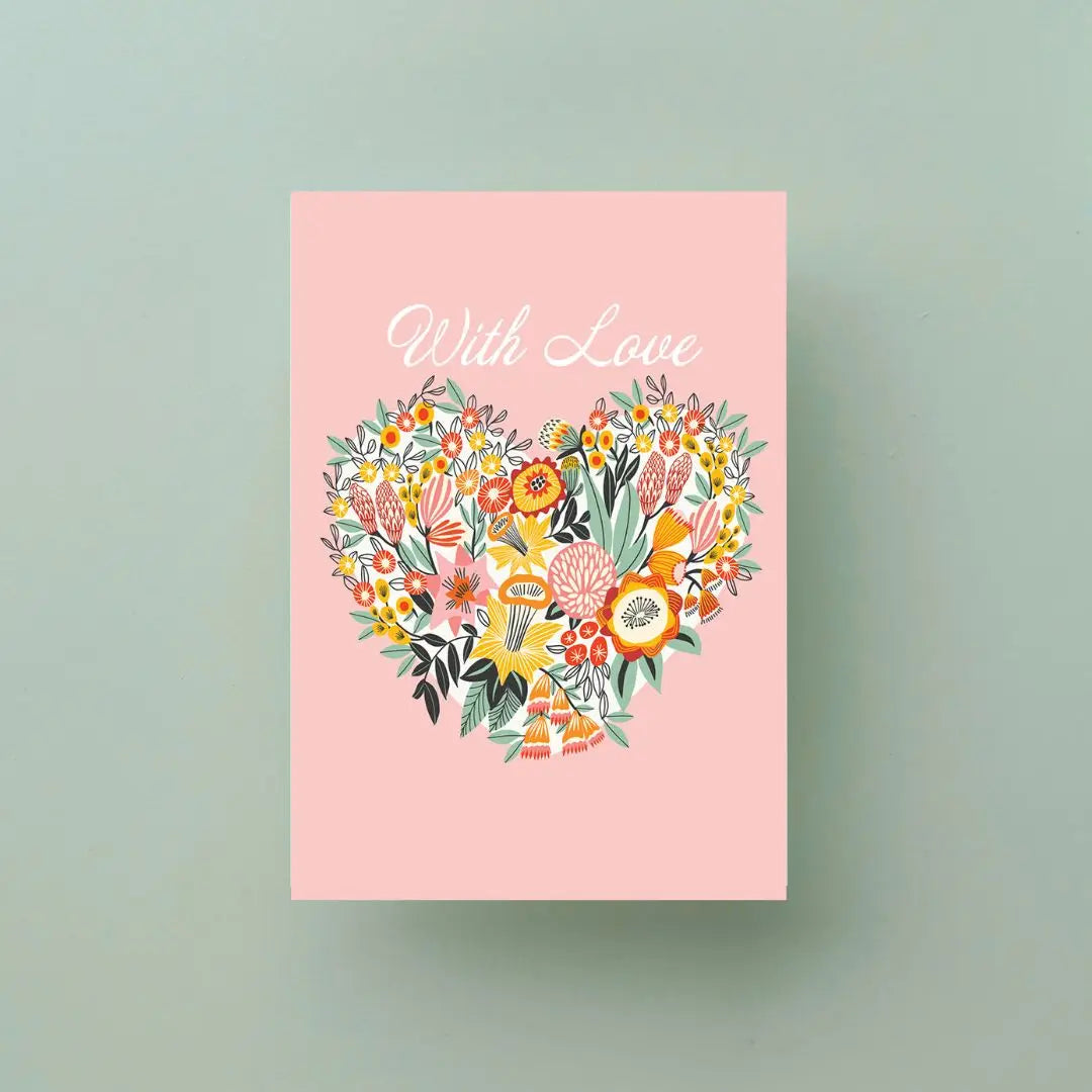 With Love Card – Native Flowers Heart  Kirsten Katz