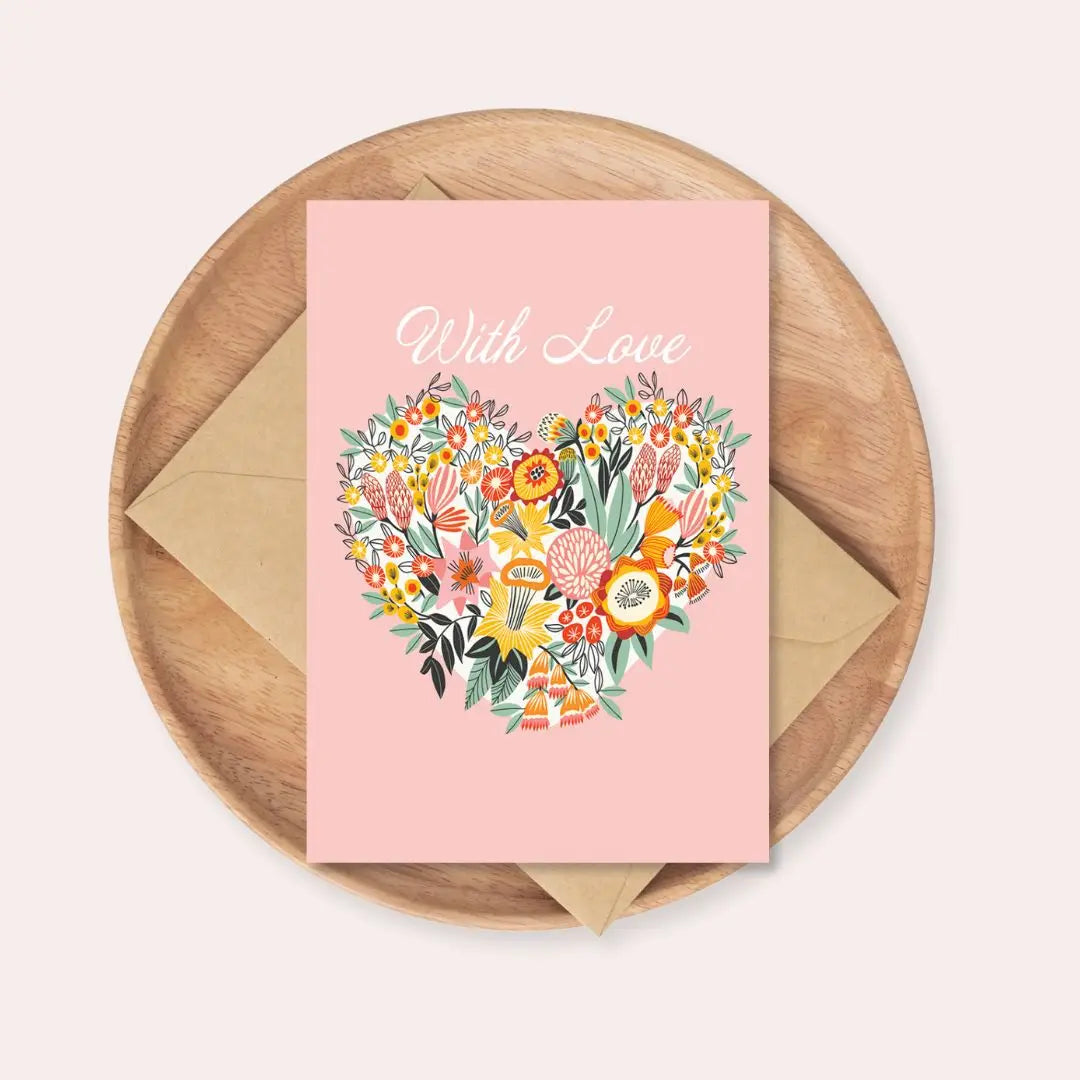 With Love Card – Native Flowers Heart  Kirsten Katz