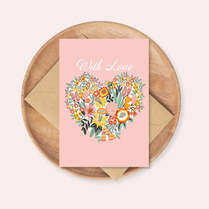 With Love Card – Native Flowers Heart  Kirsten Katz
