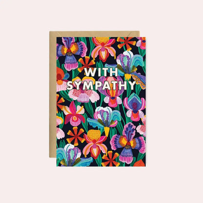 With Sympathy Card – Iris & Orchid Flowers  Kirsten Katz