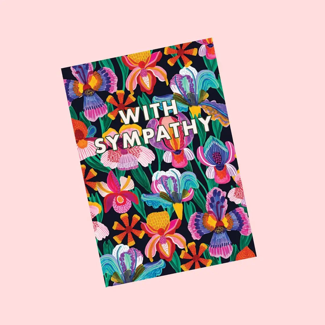With Sympathy Card – Iris & Orchid Flowers  Kirsten Katz