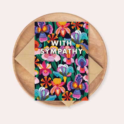 With Sympathy Card – Iris & Orchid Flowers  Kirsten Katz