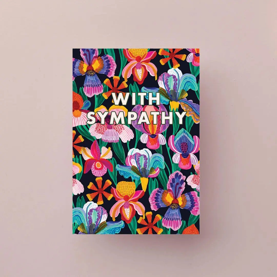 With Sympathy Card – Iris & Orchid Flowers  Kirsten Katz