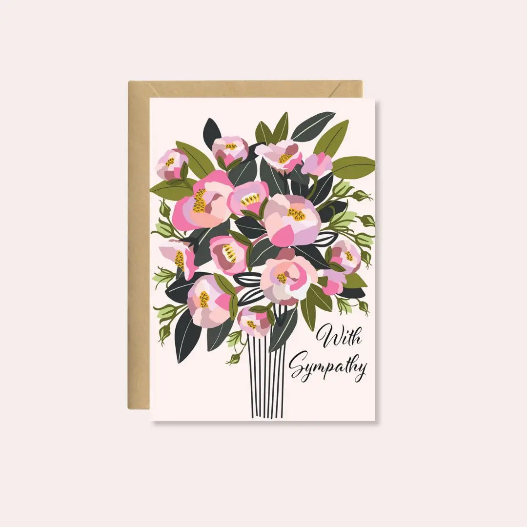 With Sympathy Card – Peony Flowers  Kirsten Katz