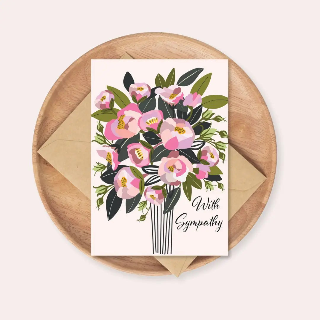 With Sympathy Card – Peony Flowers  Kirsten Katz