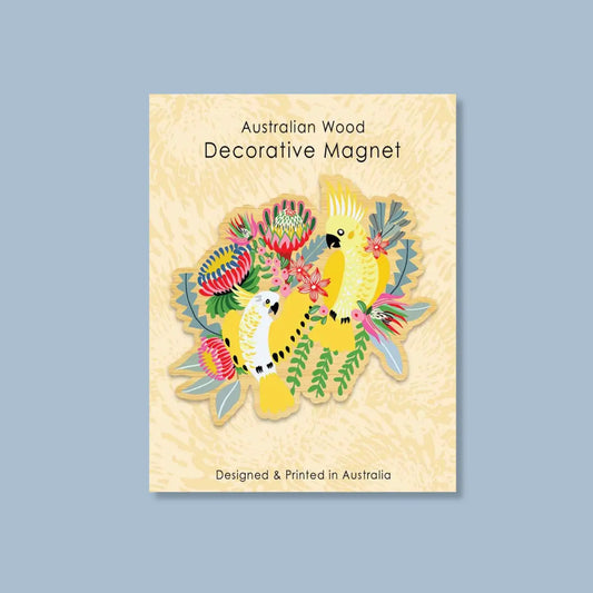 Wooden Fridge Magnet - Australian Cockatoos  Kirsten Katz