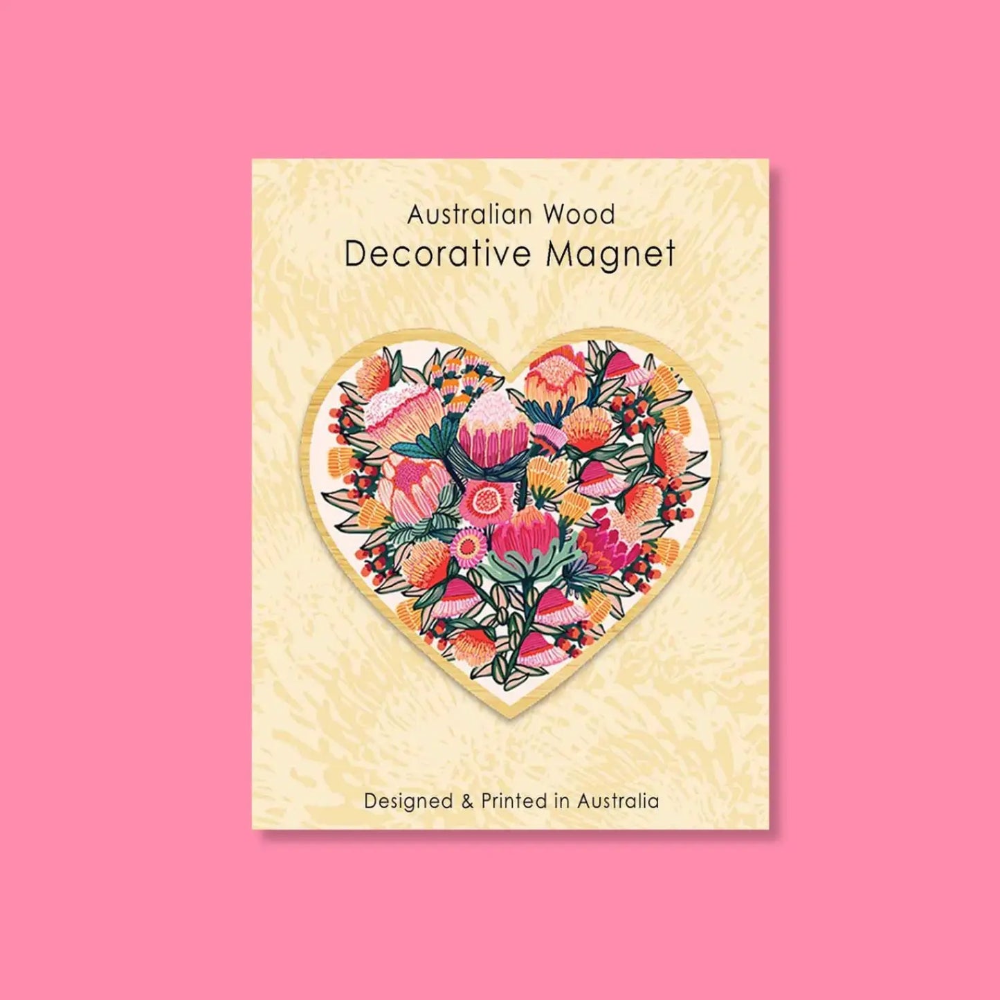 Wooden Fridge Magnet - Australian Floral Heart  Kirsten Katz