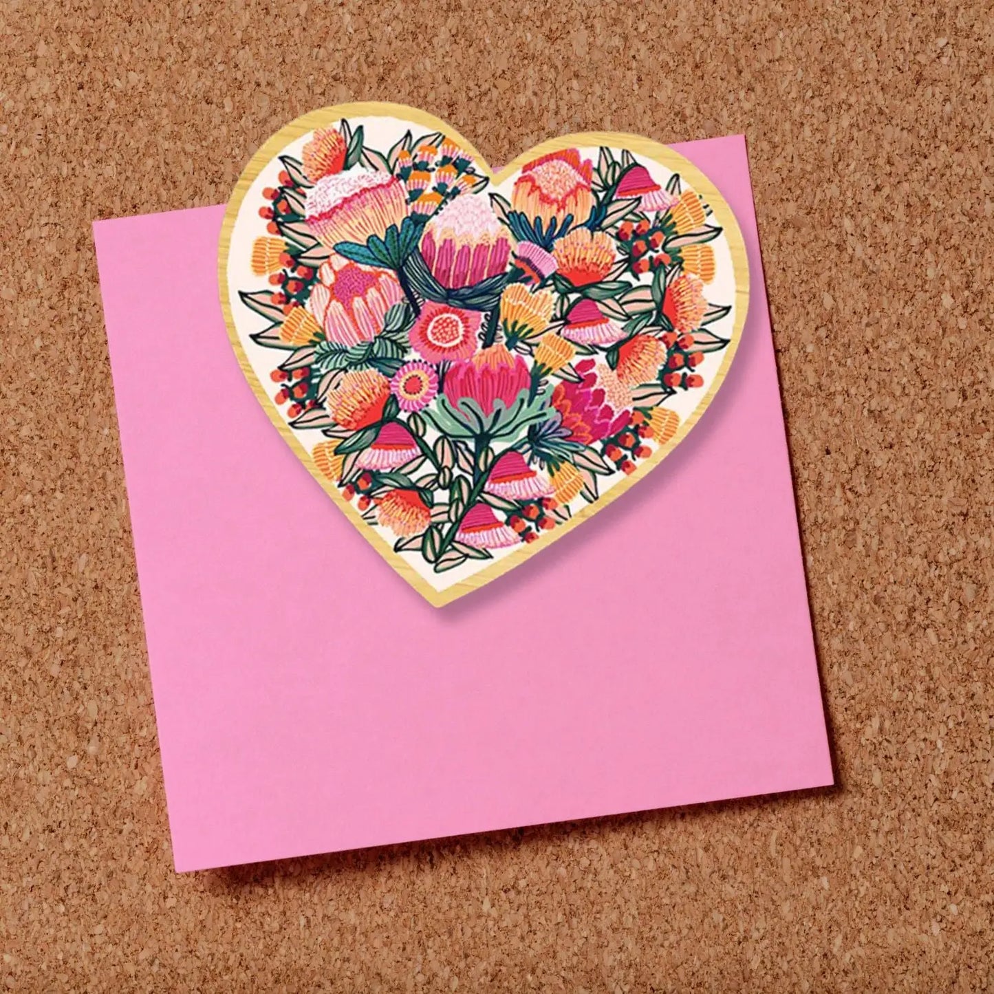 Wooden Fridge Magnet - Australian Floral Heart  Kirsten Katz