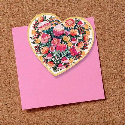 Wooden Fridge Magnet - Australian Floral Heart  Kirsten Katz