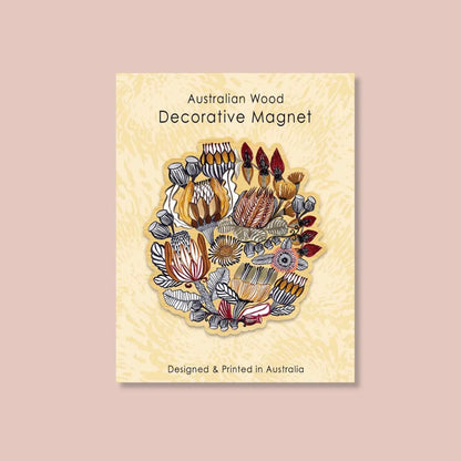 Wooden Fridge Magnet - Australian Natural Native Flora  Kirsten Katz