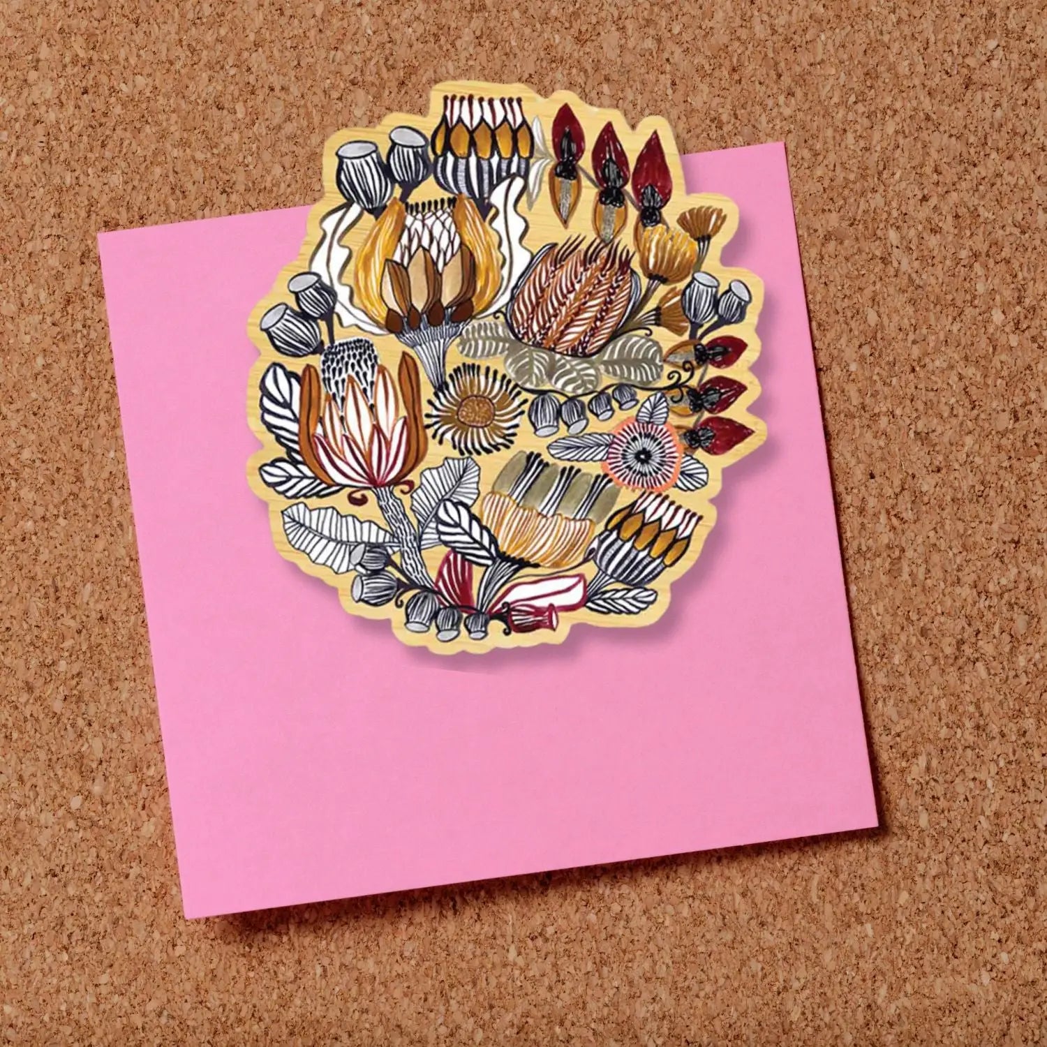 Wooden Fridge Magnet - Australian Natural Native Flora  Kirsten Katz