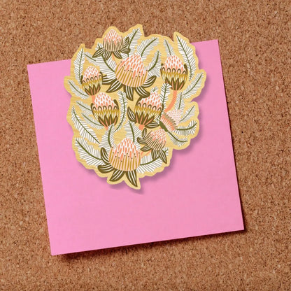 Wooden Fridge Magnet - Bush Toned Proteas  Kirsten Katz