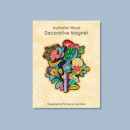 Wooden Fridge Magnet - Rosella Bird  Kirsten Katz