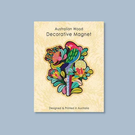 Wooden Fridge Magnet - Rosella Bird  Kirsten Katz