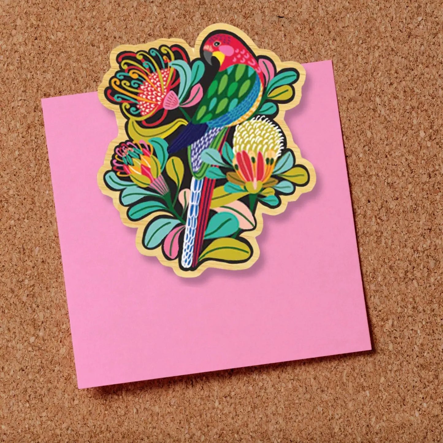 Wooden Fridge Magnet - Rosella Bird  Kirsten Katz