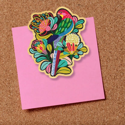 Wooden Fridge Magnet - Rosella Bird  Kirsten Katz