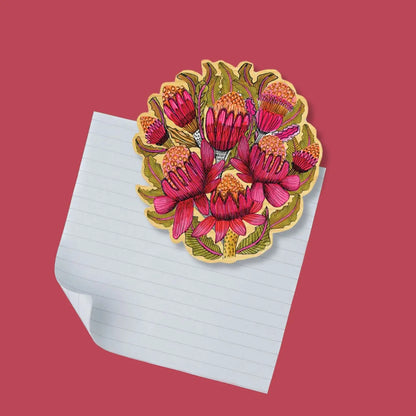 Wooden Fridge Magnet - Waratah Flowers  Kirsten Katz