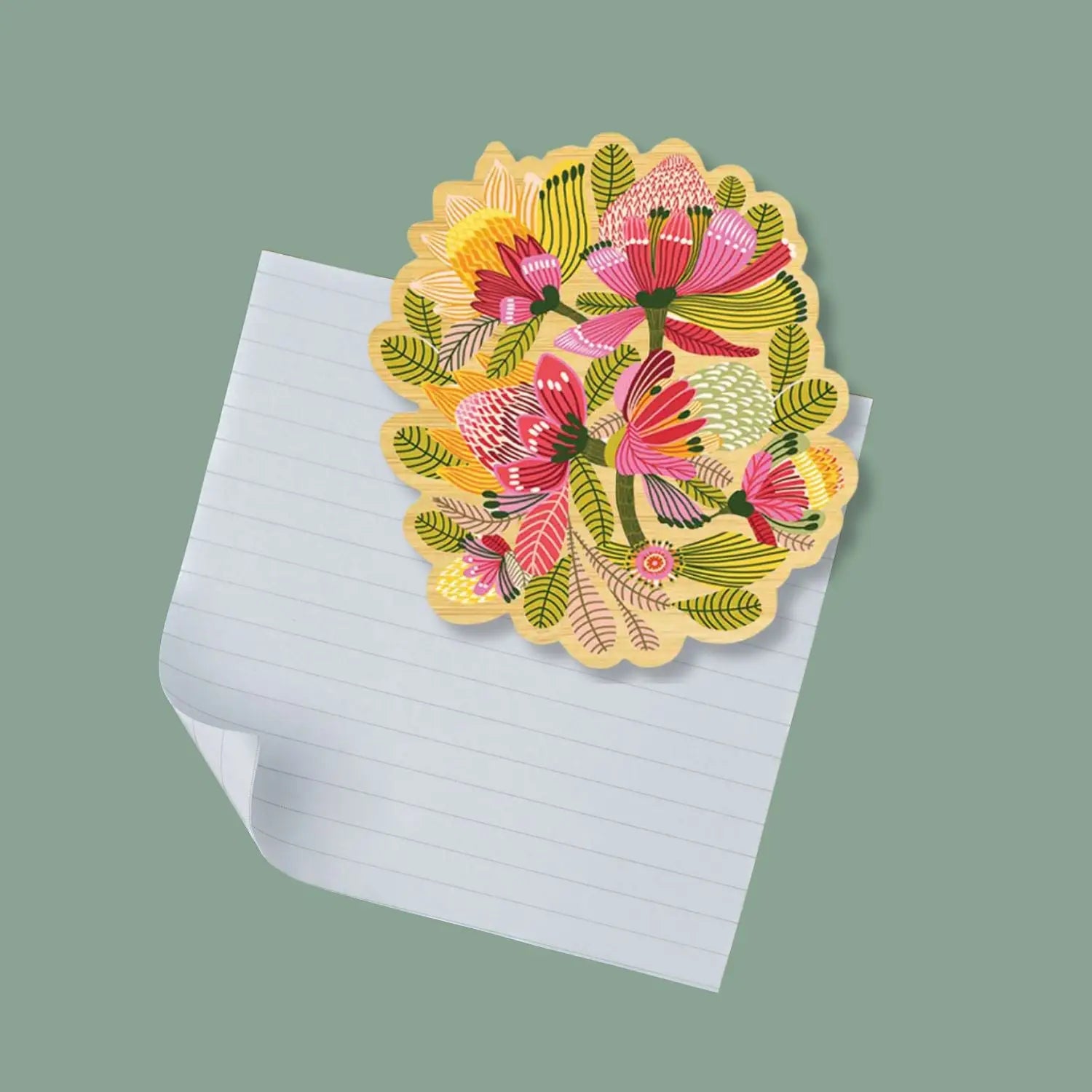 Wooden Fridge Magnet - Wild Protea Flowers  Kirsten Katz