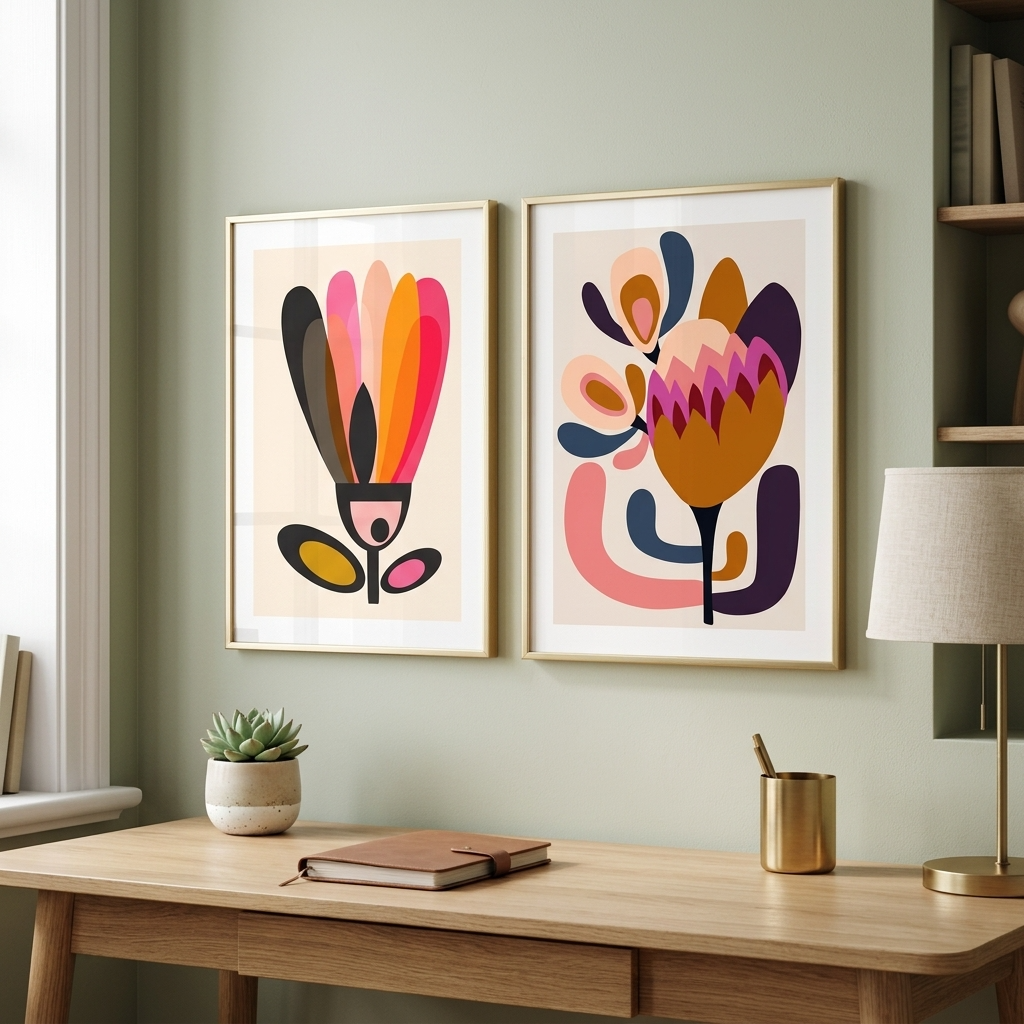Mid Century Tulip & Protea Giclée Print Set