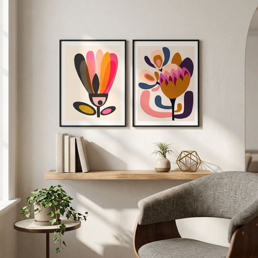 Mid Century Tulip & Protea Giclée Print Set