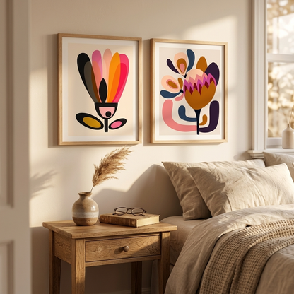 Mid Century Tulip & Protea Giclée Print Set