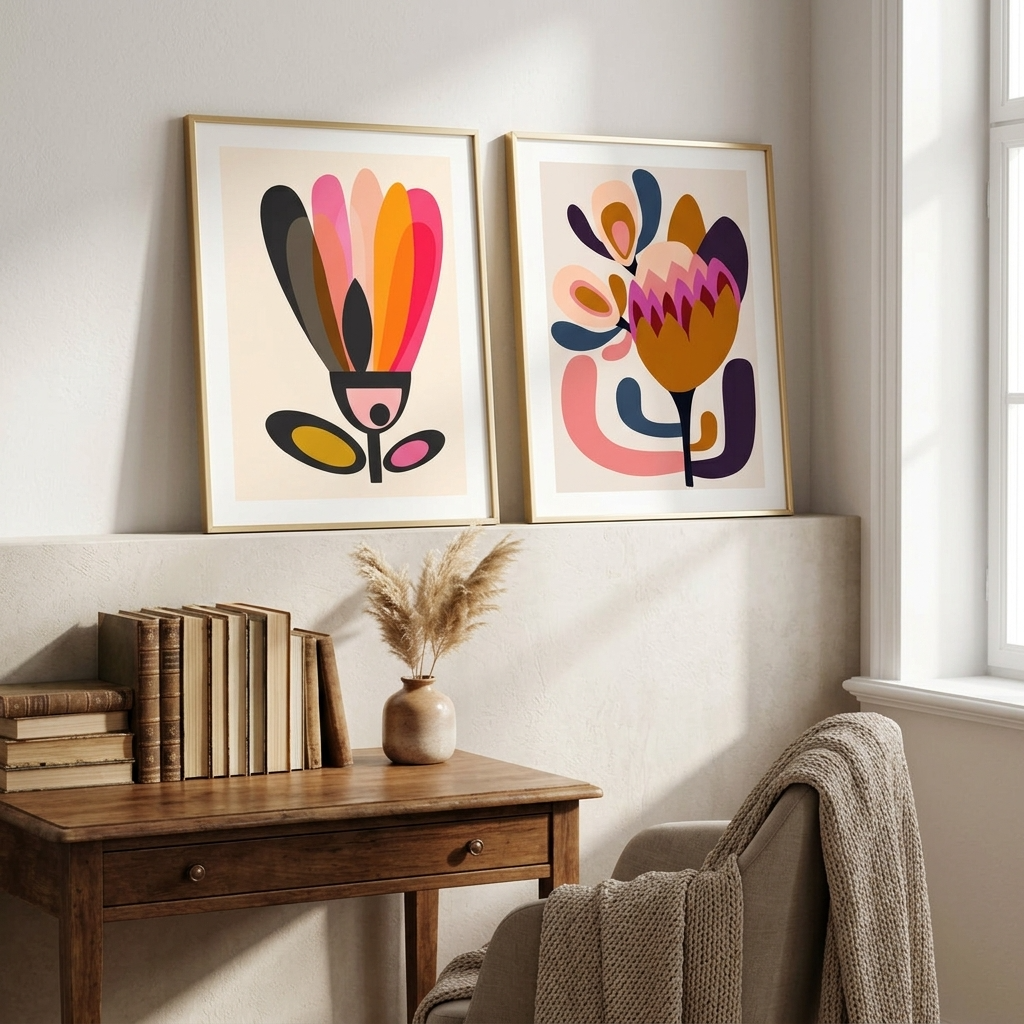Mid Century Tulip & Protea Giclée Print Set