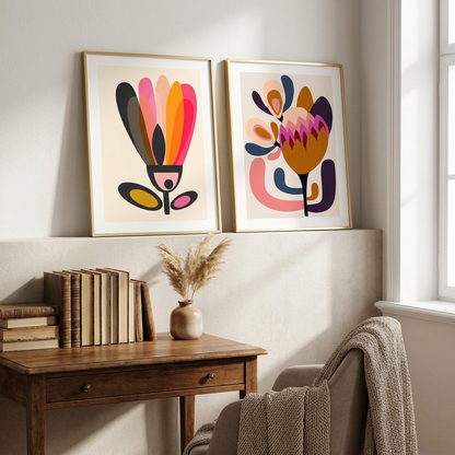 Mid Century Tulip & Protea Giclée Print Set