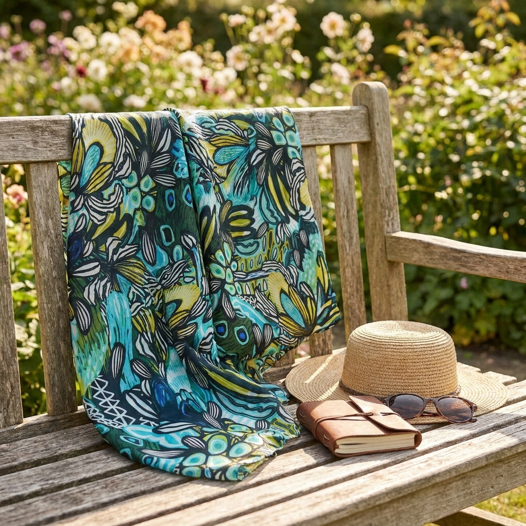 Protea Azure Silk Scarf