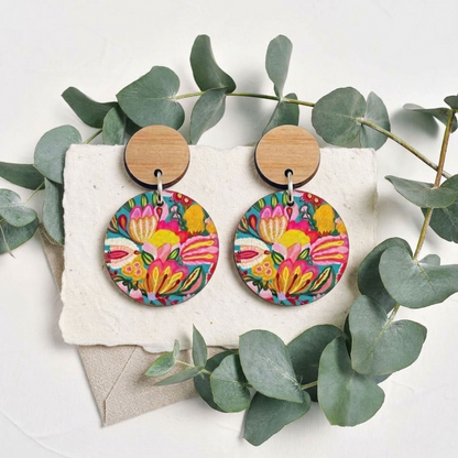 Sugarplum Flowers Wooden Earrings Kirsten Katz