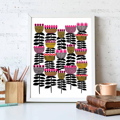 Mid Century Tulips Giclee Art Print Kirsten Katz
