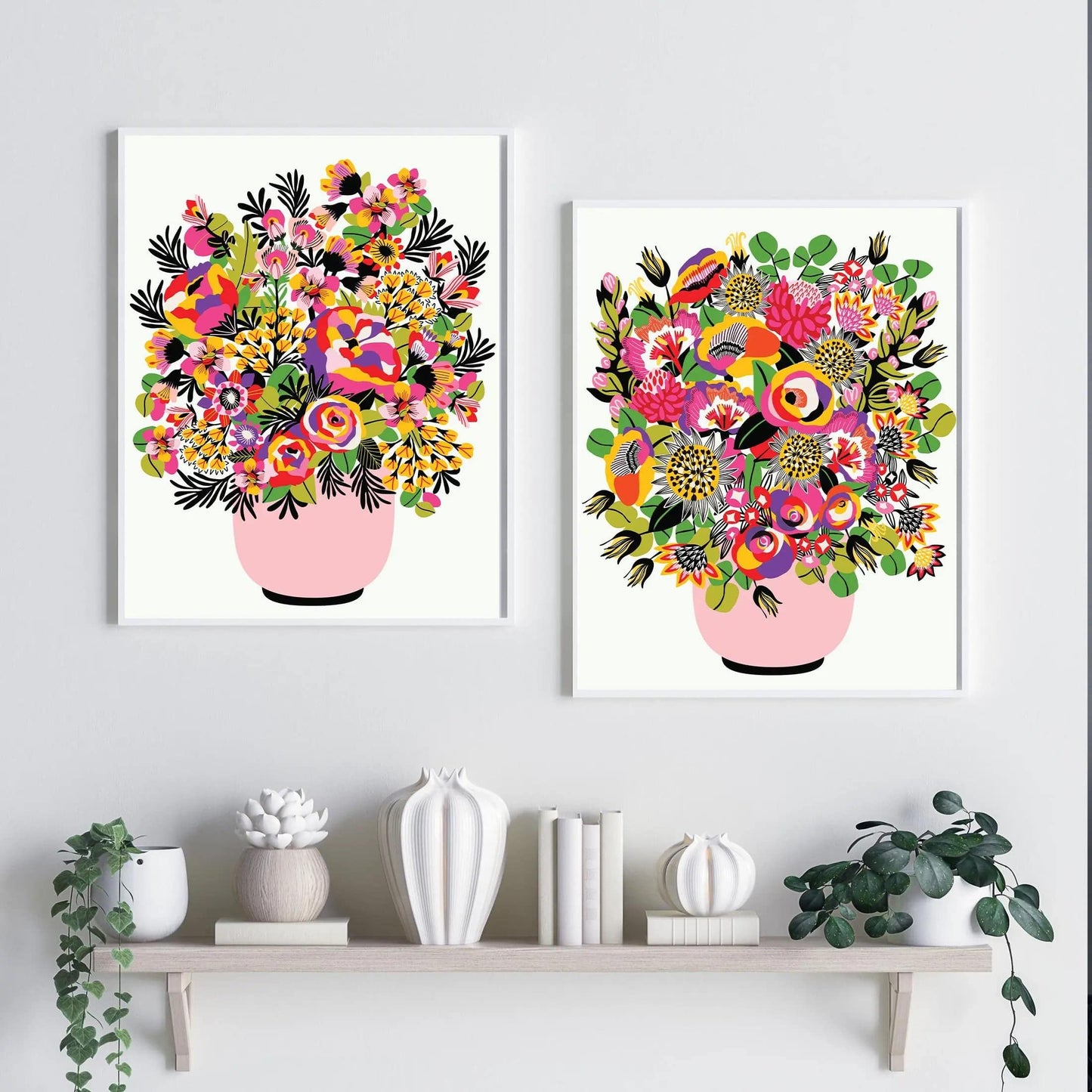 Bold floral bouquet print on cream by Kirsten Katz