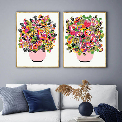 Bold colourful bouquet wall art by Kirsten Katz