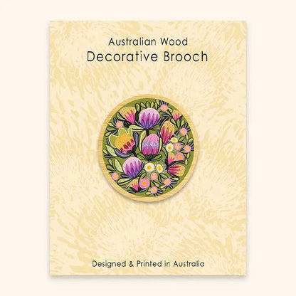 Sugarbush Proteas Wooden Brooch Kirsten Katz