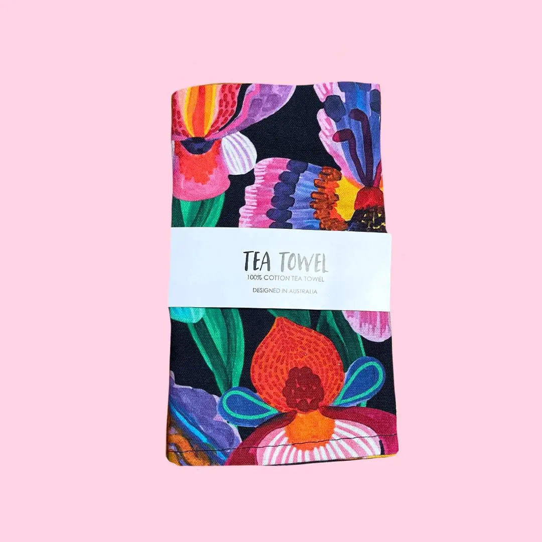 Irises & Orchids Tea Towel Kirsten Katz