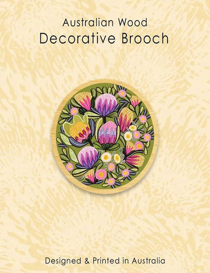 Sugarbush Proteas Wooden Brooch Kirsten Katz