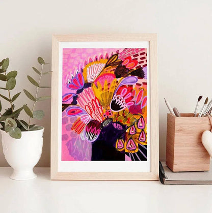 Abstract Flowers in Pink Vase Wall Art Print - Kirsten Katz