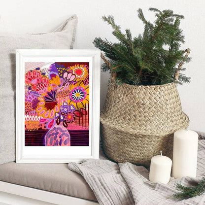 Abstract Flowers in Pink Vase Wall Art Print - Kirsten Katz