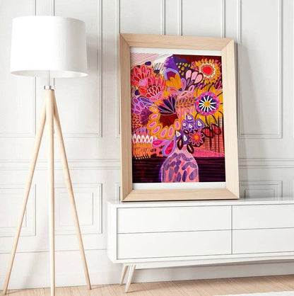 Abstract Flowers in Pink Vase Wall Art Print - Kirsten Katz
