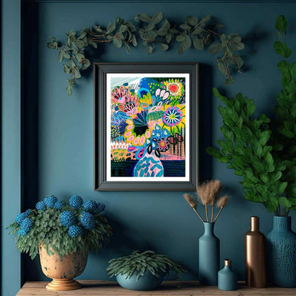 Art Print - Summertime Abstract Flowers in Vase - Kirsten Katz