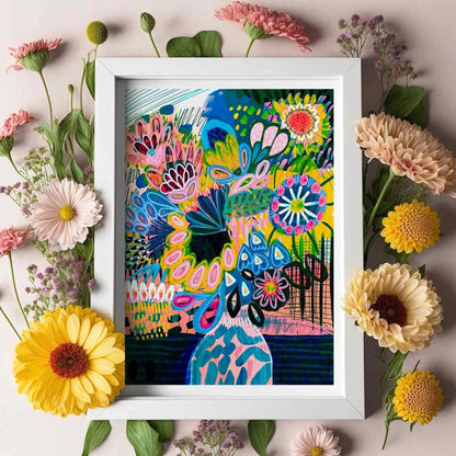 Art Print - Summertime Abstract Flowers in Vase - Kirsten Katz