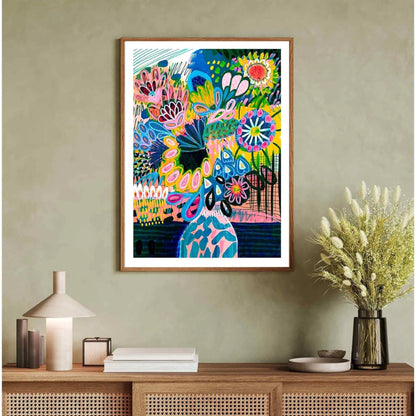 Art Print - Summertime Abstract Flowers in Vase - Kirsten Katz