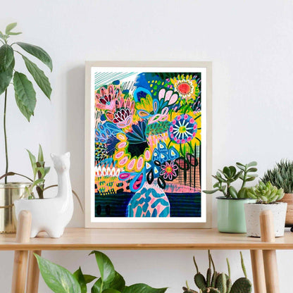 Art Print - Summertime Abstract Flowers in Vase - Kirsten Katz