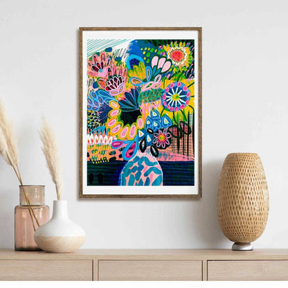Art Print - Summertime Abstract Flowers in Vase - Kirsten Katz