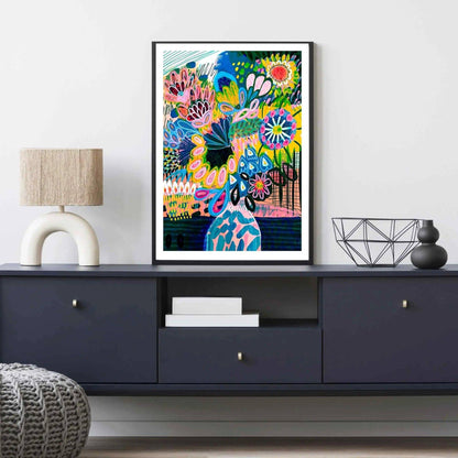 Art Print - Summertime Abstract Flowers in Vase - Kirsten Katz