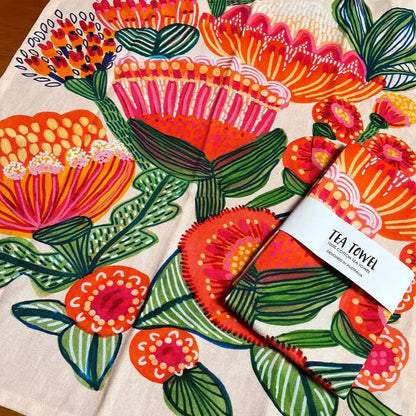 Aussie Natives Tea Towel & Coaster Set - Kirsten Katz
